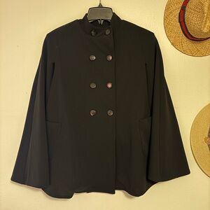 Elegant Black Double-Breasted Women's Cape